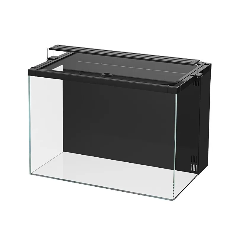 Ultra White Glass Built-In Filter Small Living Room Desktop Fish Tank with Water Purification Ecological Landscape No Volume