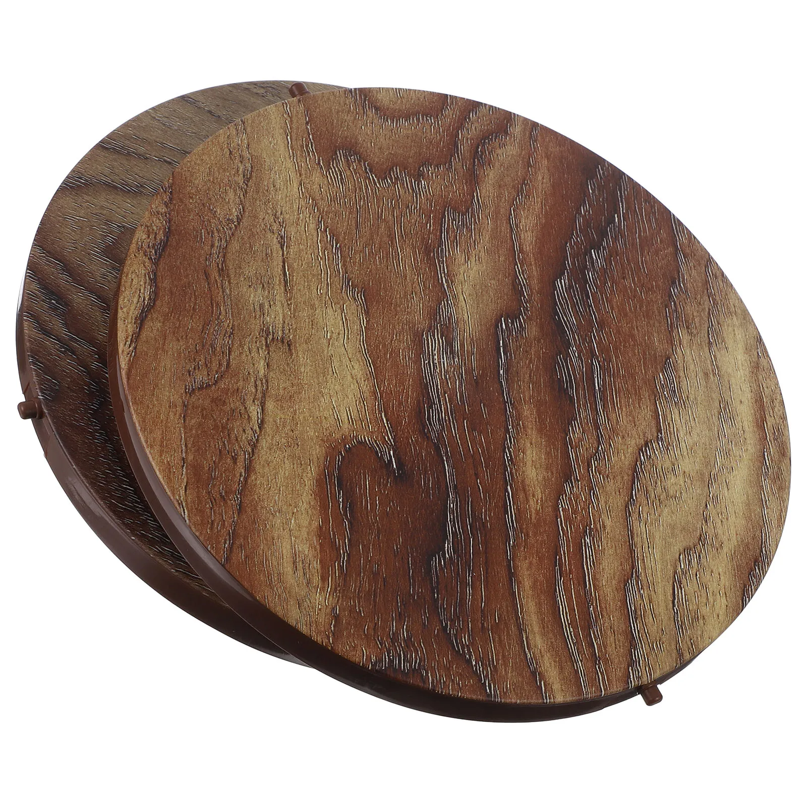 

2Pcs Wood Grain Trash Can Lid Garbage Top Hotel Debris Bin Cover Flip For Domestic Wooden Container With Office Circular Vintage