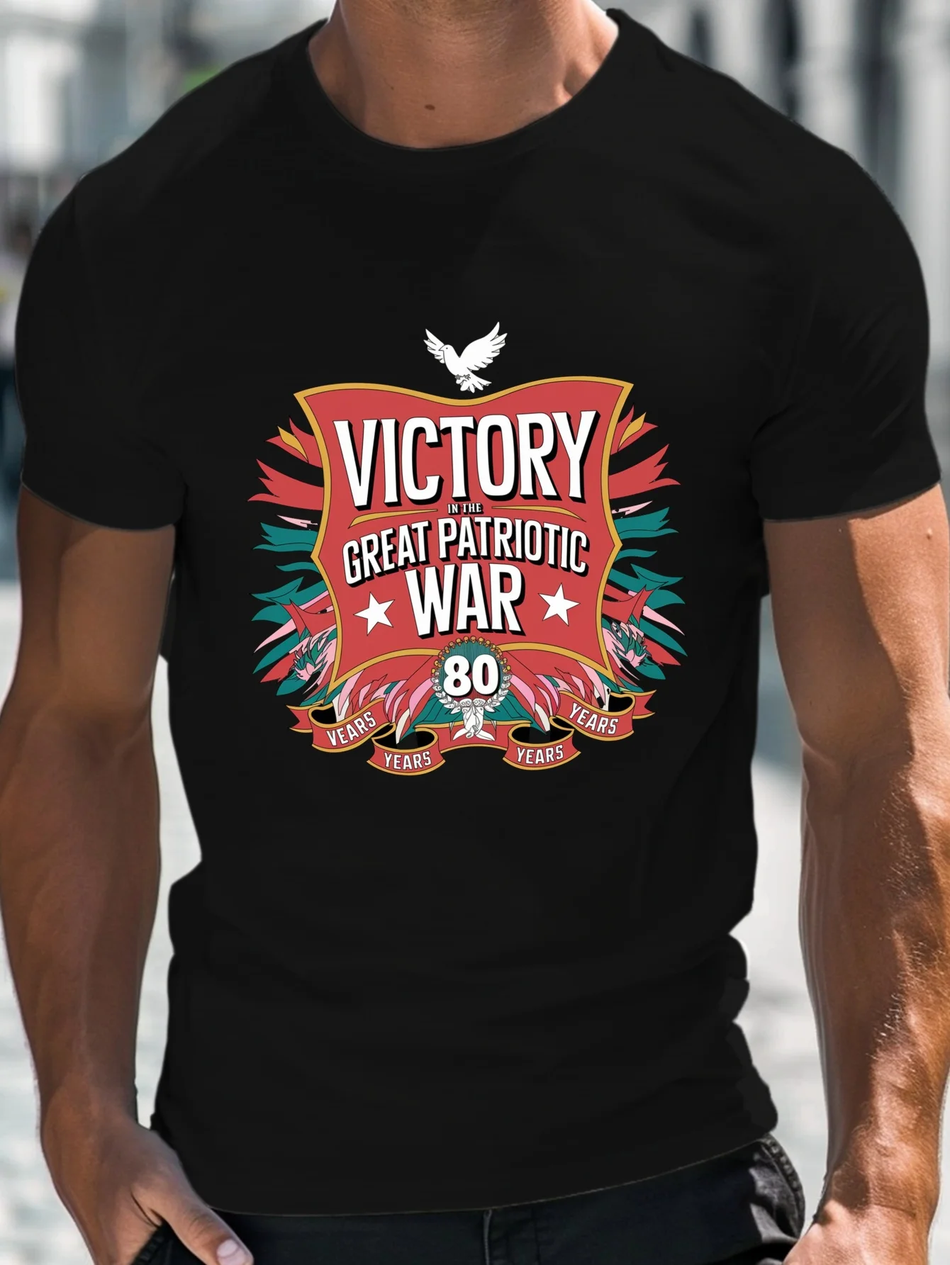 

"Victory in The Great Patriotic War" Eagle& Stars Graphic T-Shirt 100% Cotton O-Neck Short Sleeve Summer Casual Mens T-shirt