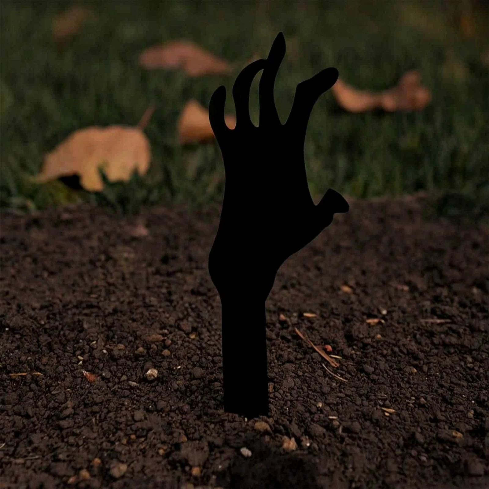 5 Pieces Skeleton Hand Yard Stakes Scary Skeleton Hand Garden Stakes Black Flat for Halloween