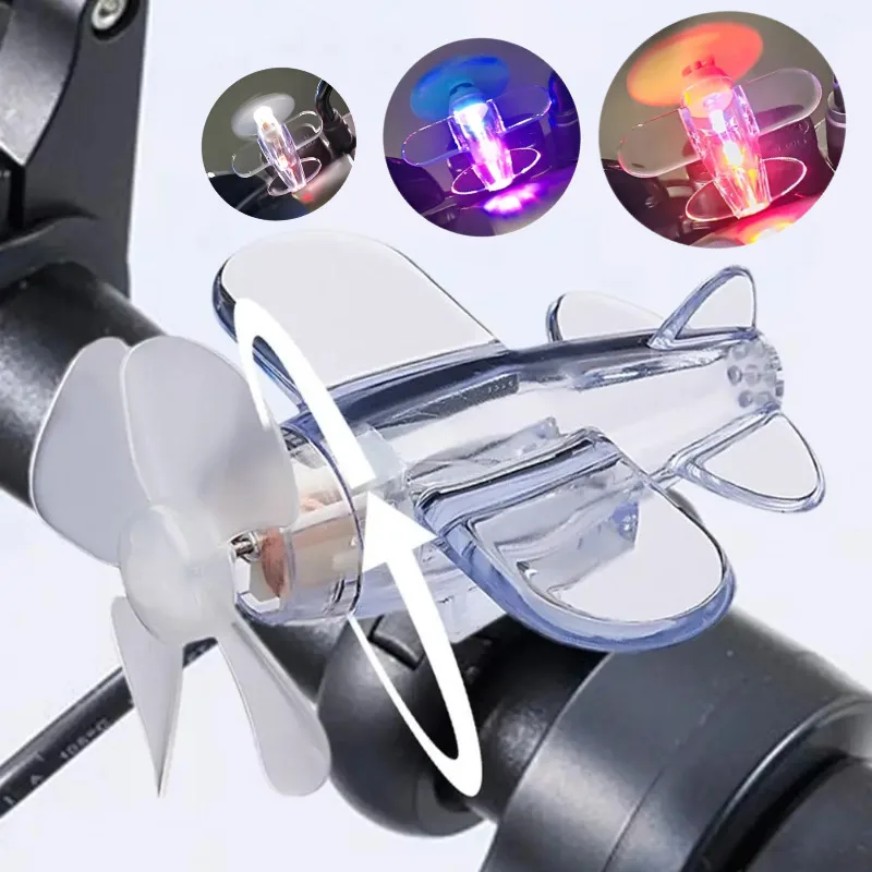 Rotating Airplane, Motorcycle Handle Decoration, Wind Power LED Light, Safety Riding Warning, Motorcycle Decoration view 2
