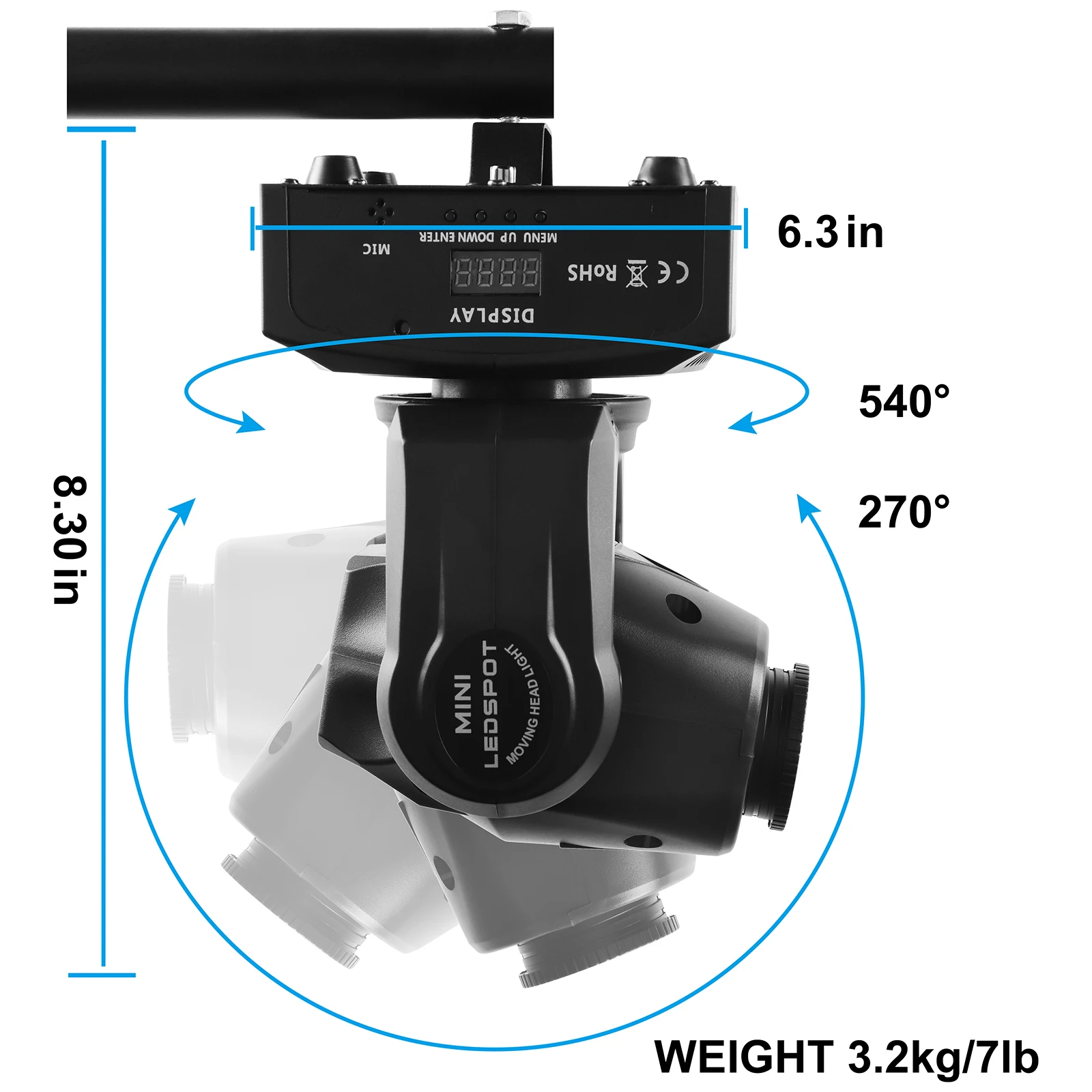 U'King 50W faisceau Gobo lumière principale mobile RGB LED lumières de scène DMX512 DJ lumière pour fête de mariage Disco spectacle Concert KTV