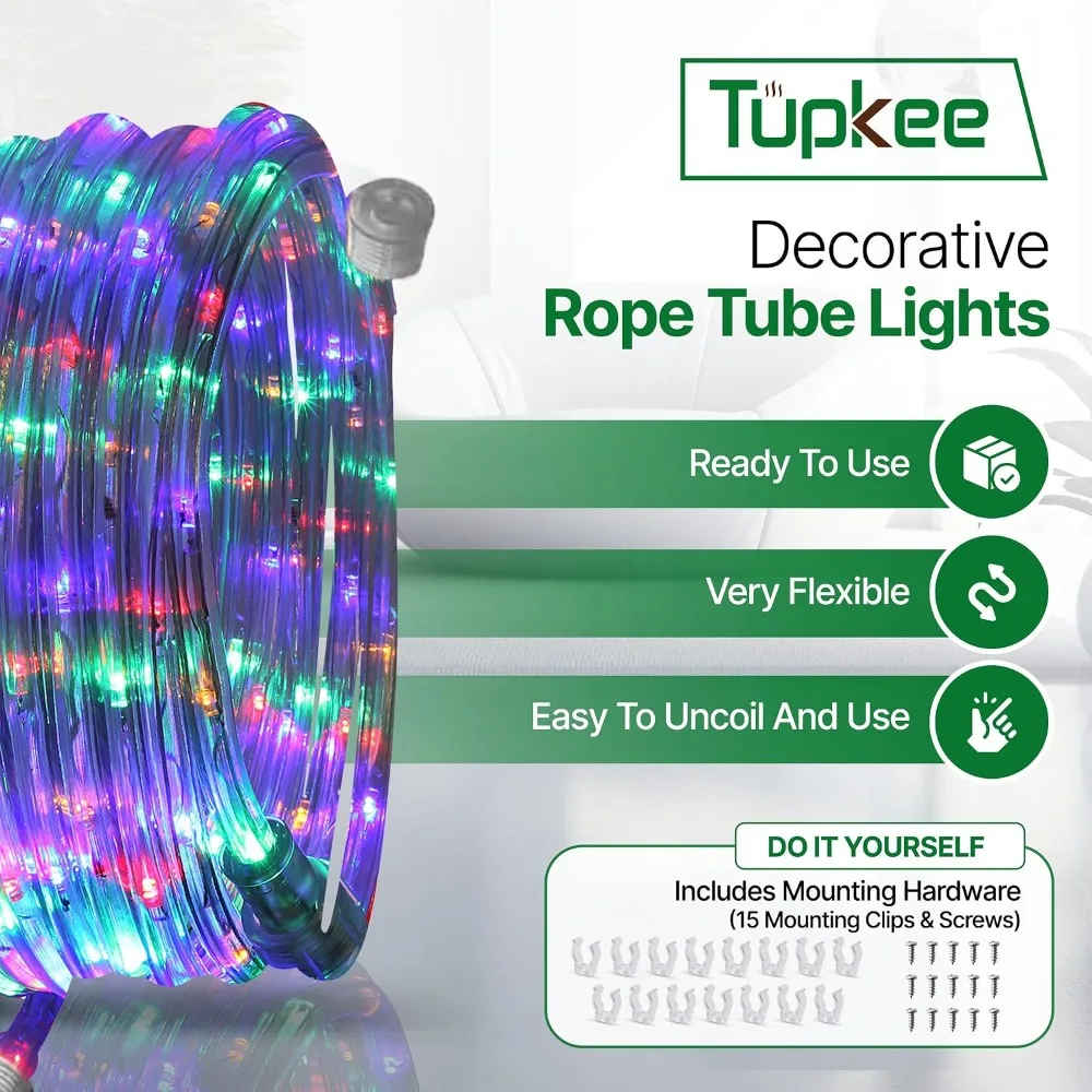 LED Rope Light 24ft 2-Pack Waterproof Connectable Multicolor Flexible