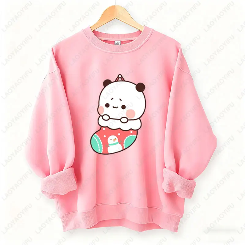 Divertente Bubu Dudu Felpa natalizia Orso Kawaii Coppia Vacanza Maglione Uomo Donna Moda Y2k Streetwear Vestiti per gli amanti di Natale