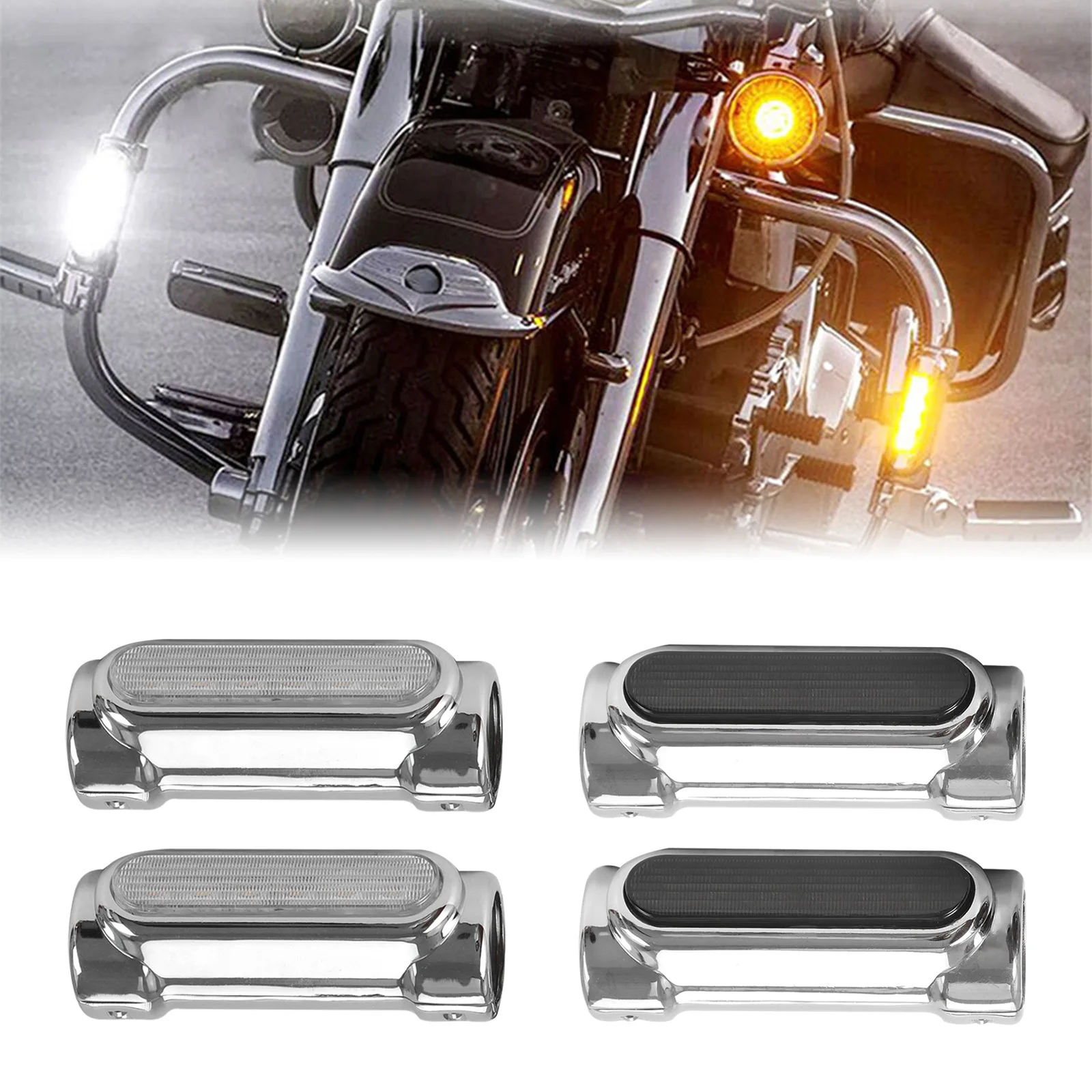 

Motorcycle Cruise Crown Prince Modified LED Protective Bar Light 1.3-inch Bumper Universal Turn Signal Daytime Warning Light