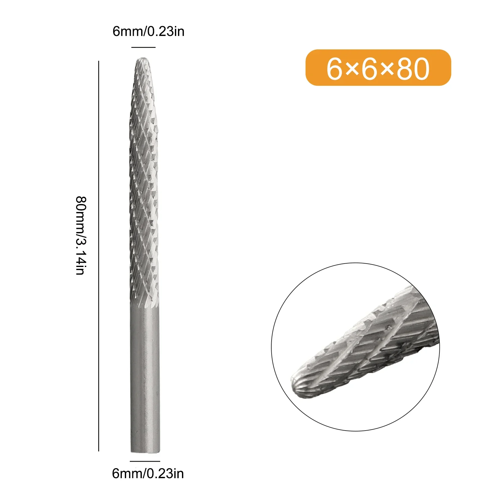 1PCS 6mm Rotary File HSS Silver Wood Carving Rotary File For Carving/grinding/polishing/deburring Wood Plastic Welding Scar Rust
