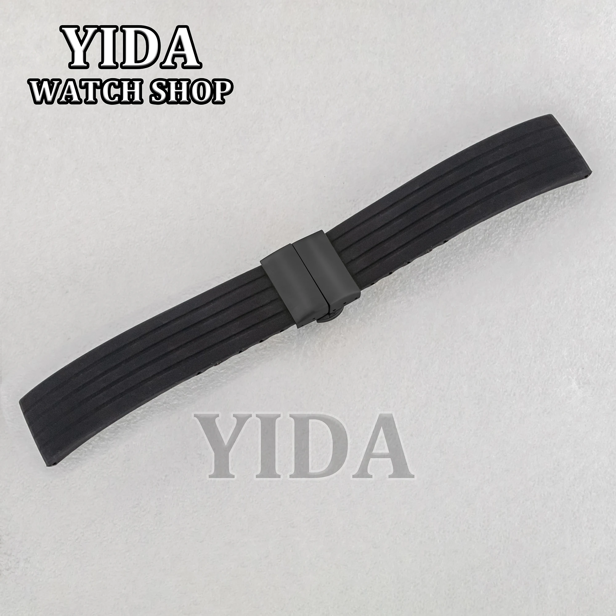 22MM Rubber Watch Strap Plated Black Gold Original Buckle Watch Bracelet for MOD Watch Band Accessories Repair Tools