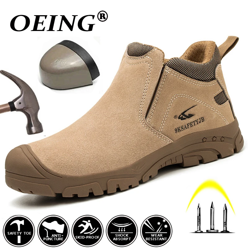 Outdoor Male Indestructible Shoes Steel Toe Safety Shoes Men Work Shoes Anti-smash Anti-puncture Work Sneakers Welder Shoes Male