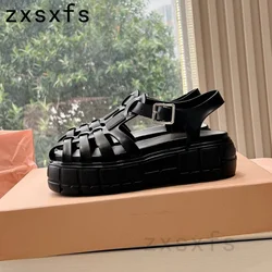 Summer Holiday Flat Sandals Women Real Leather Platform Beach Shoes Ladies Designer Slippers Brand Sandalias Mujer