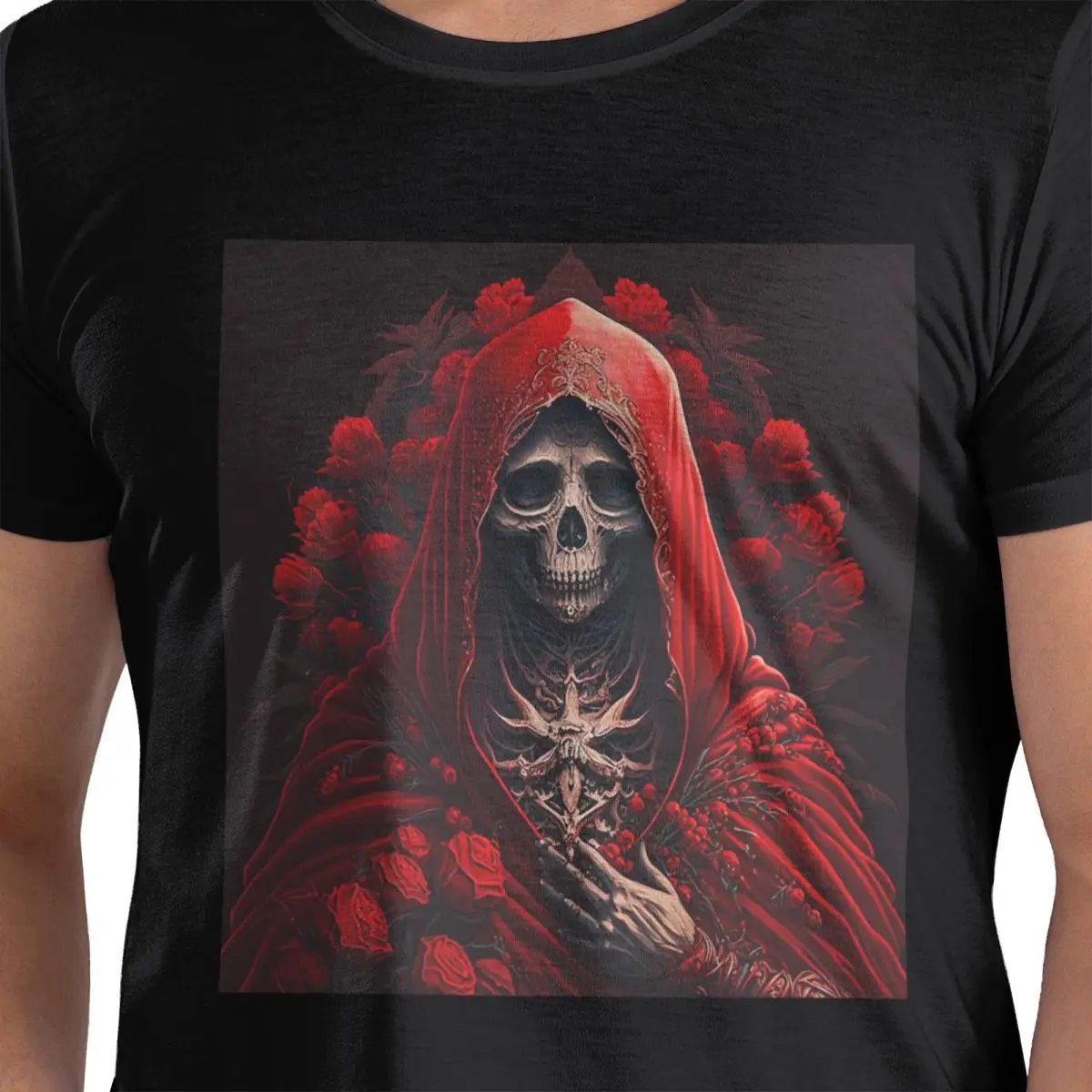 

Santa Muerte Saint Death Goth Mexican Muertos Череп Футболка из 100% хлопка Мужские забавные футболки Мужские футболки с круглым вырезом и коротким рукавом S-6XL