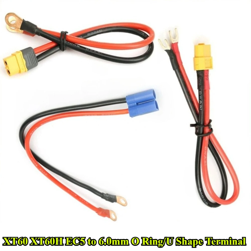 XT60/XT60H/EC5 to 6.0mm O Ring Eyelet Battery Terminals Plug Connector Cable 14/12AWG for RC ESC Charger Lipo Battery FPV Racing