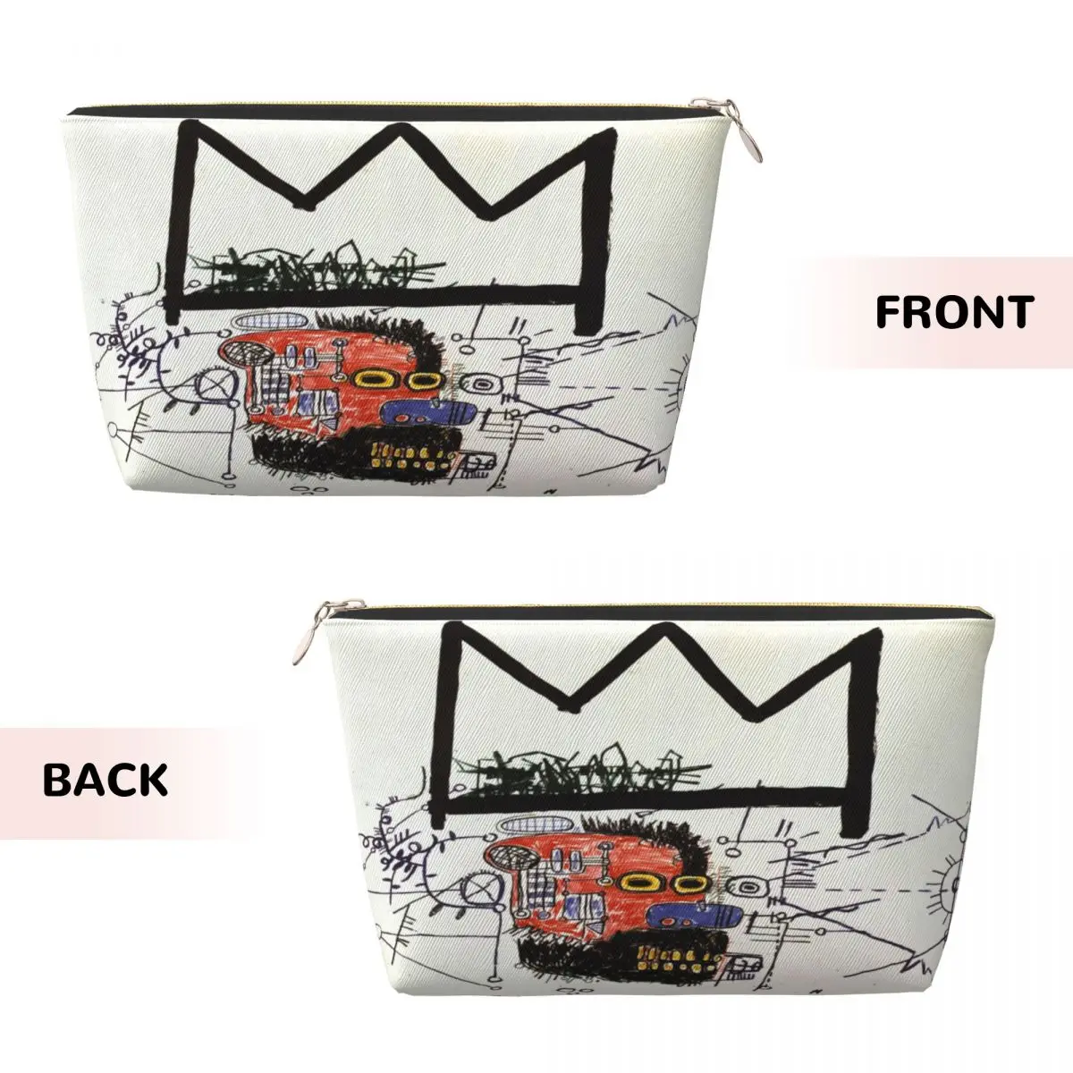 Custom Crown By Michel Jean Basquiats Makeup Bag for Women Travel Cosmetic Organizer Kawaii Graffiti Art Storage Toiletry Bags