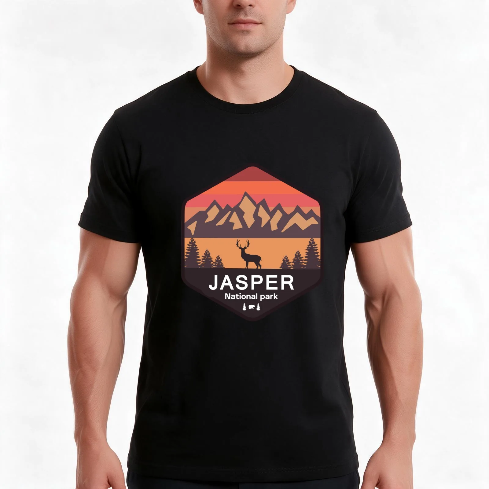Jasper national park T-Shirt, Summer Casual Cotton Tee, Oversized Streetwear Tops, Vintage Graphic Print, Loose Fit Short Sleeve