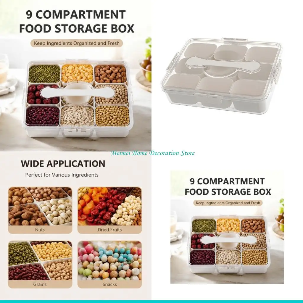 H7BF Large Capacity 9 Cell Kitchen Storage Holder For Candy Spices