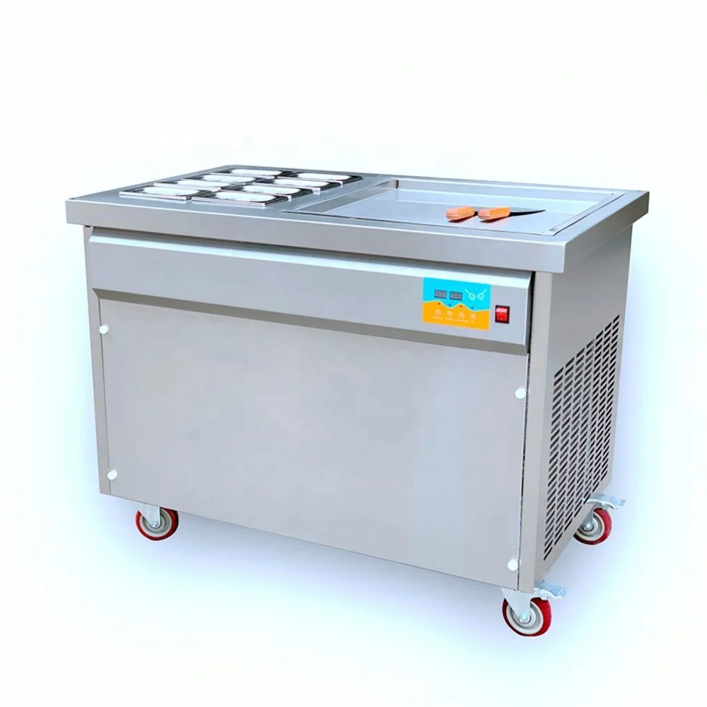 304 Stainless Steel Fully Enclosed Durable New Fried Ice Cream Machine 220V Stirred Yogurt Milk Chocolate Water Nuts Ingredients