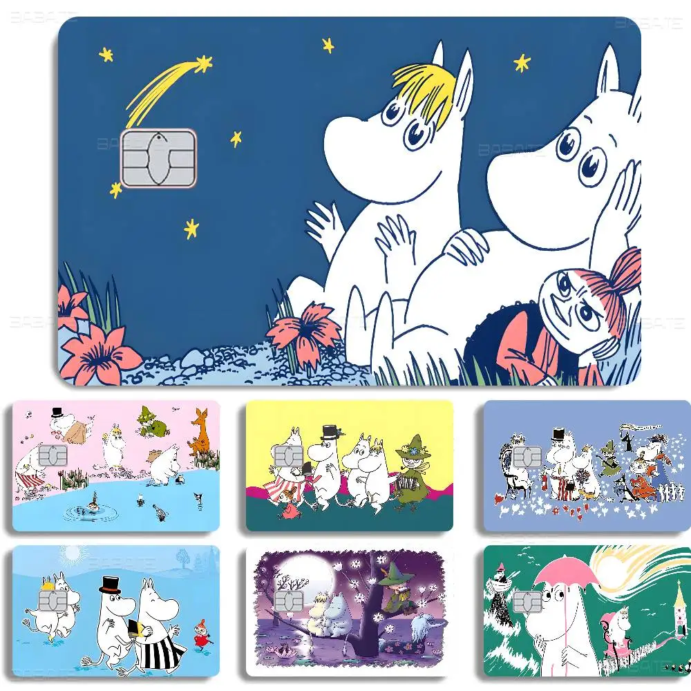 Cute M-Moomins 2024 Anime Cartoon Skin Stickers Film Tape Case for Big Credit Debit Card Front Side