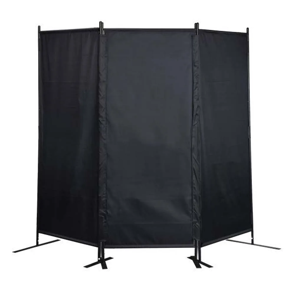 6 Ft Modern Room Divider, 3-Panel Folding Privacy Screen w/ Metal Standing, Portable Wall