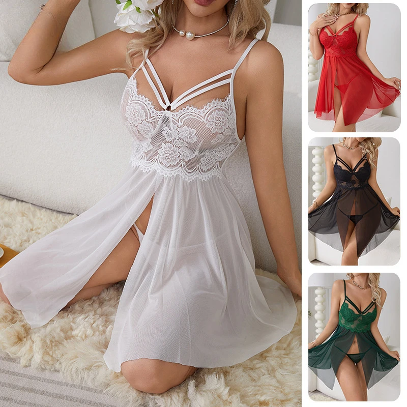 

Adult Sexy Lingerie Sexy Suspender Lace Pure Desire To Seduce Pajamas Hollow Perspective Gauze Nightdress