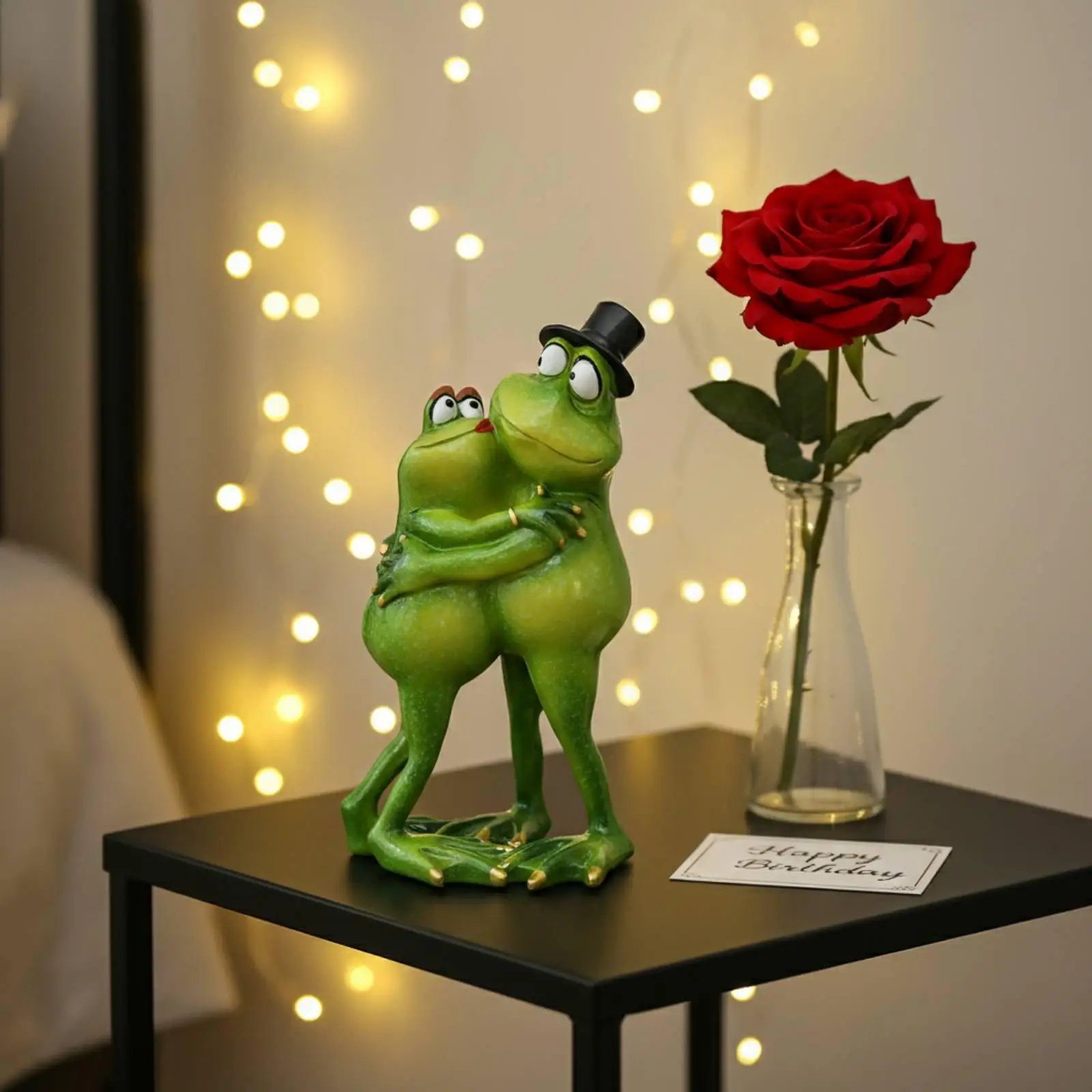 Cute Frog Figurines for Decoration Hand Painted Resin Statues for Shelf Mantel Display