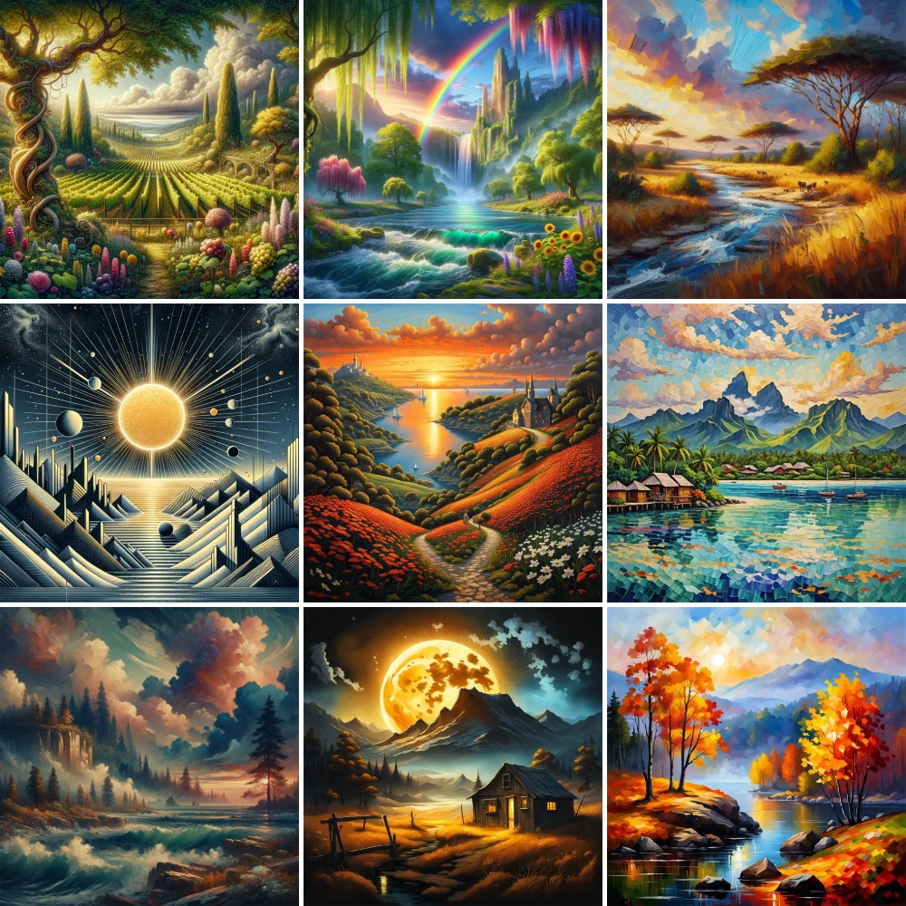 Landscape Beautiful Nature Cross-Stitch Kit DIY Embroidery Handicraft Handiwork Painting Handmade For Adults Wholesale Stamped