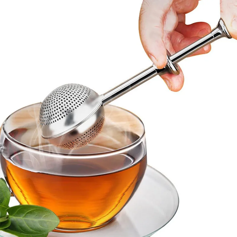 1Pc, 304 Stainless Steel Tea Leak Ball Press Telescopic Semi-Leakage Tea Filter Tea Filter Tea Filter Tea Filter