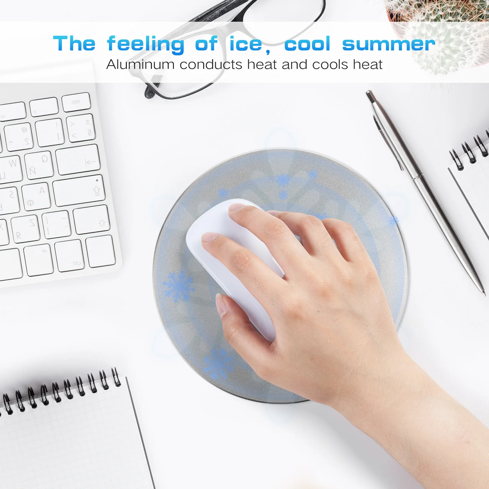 

200x200mm Round Metal Mouse Pad Aluminum Mat for Desks Tables Play Solution Silver Mouse Pad Metal Mice Mat