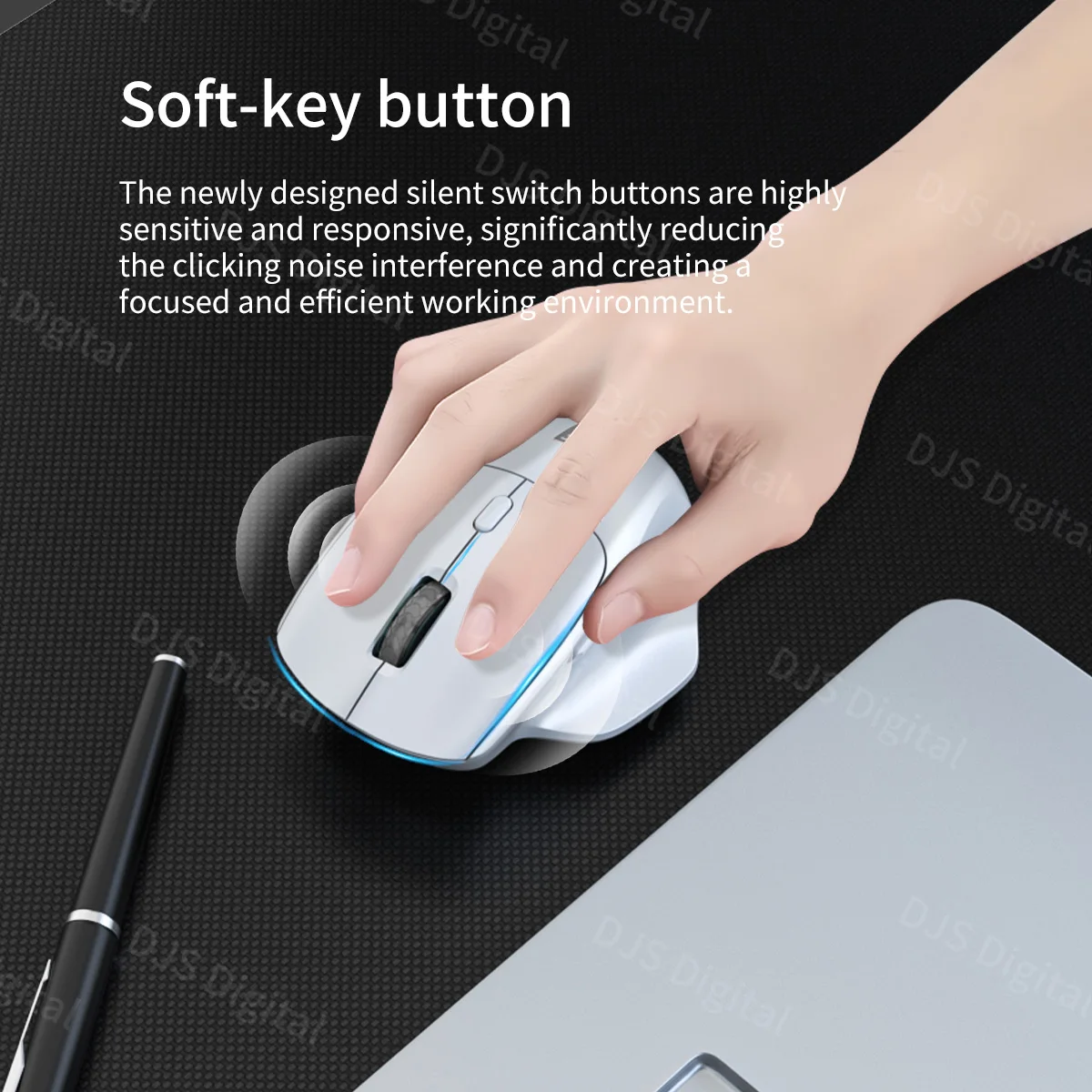Lenovo Ergonomic Wireless Mouse Design Dual-Mode Connection Large-Capacity Battery Comfortable for Gaming and Office Use