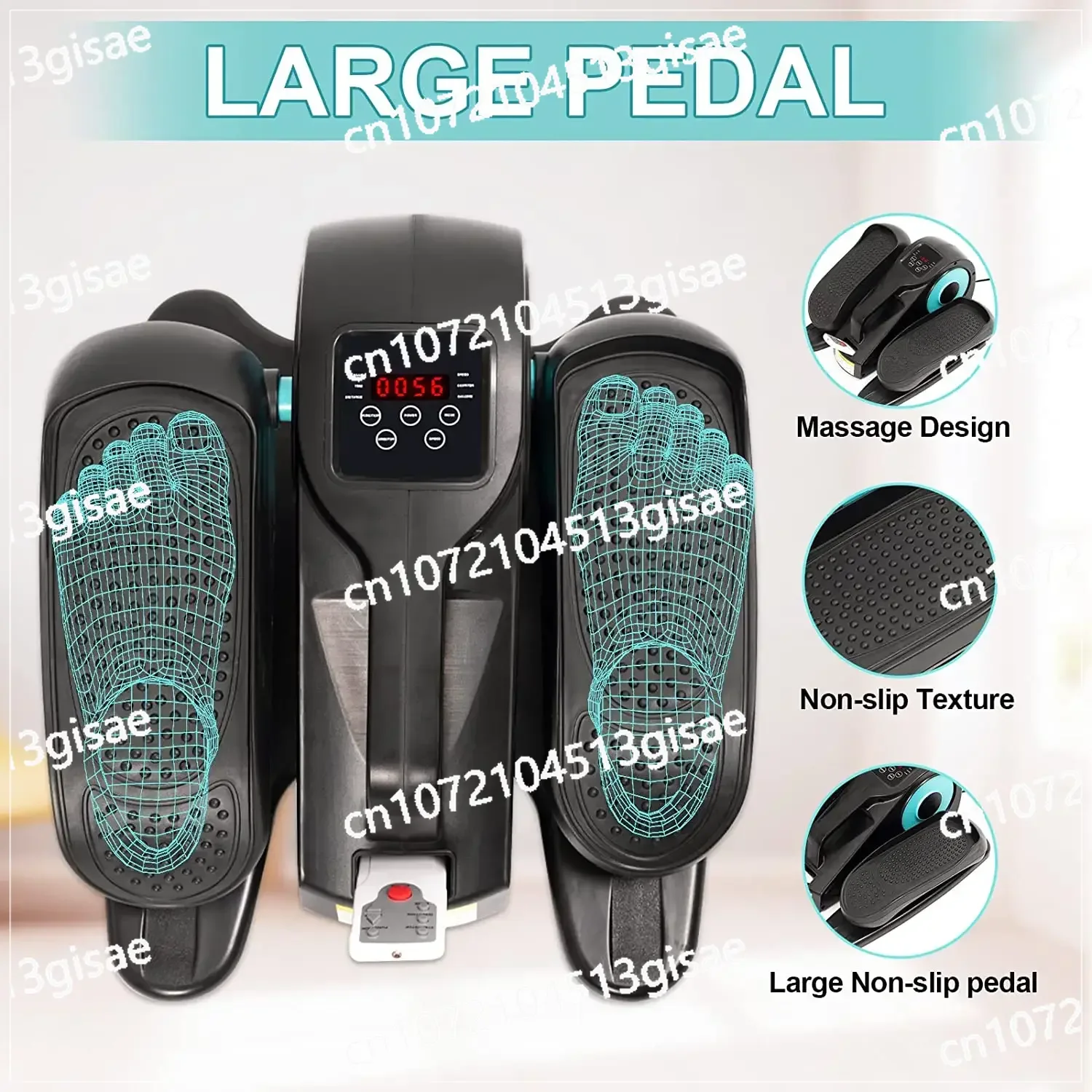 Under Desk Electric Mini Elliptical Machine Portable Exercise Cross Trainer Stepper Pedal Exerciser Bike with Large Pedal