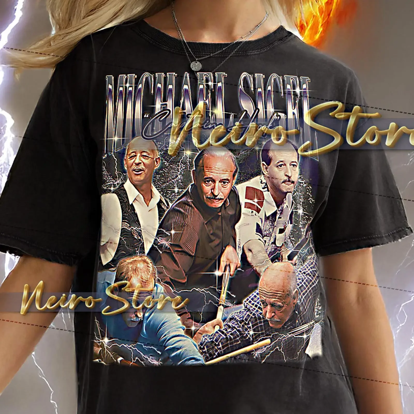 Michael Sigel Vintage 90s Bootleg T Shirt Oversized Retro Billiards Star Casual  vintage Washed Unisex Slightly Versatile