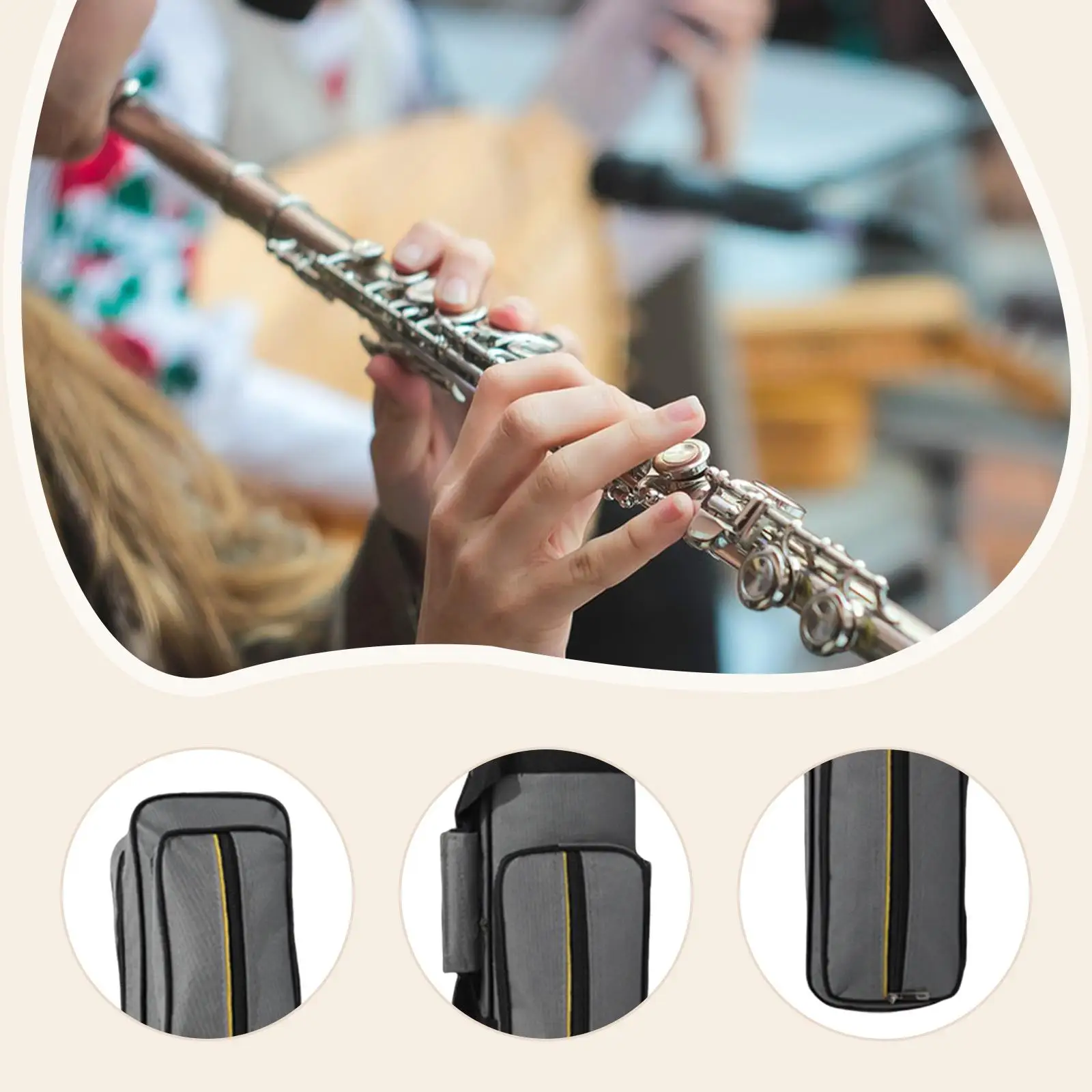 حقيبة تخزين فلوت الخيزران المحمولة، جيب بسحاب، ملحق أنيق وخفيف الوزن مع مقبض، حقيبة بلياردو لحمام السباحة #5