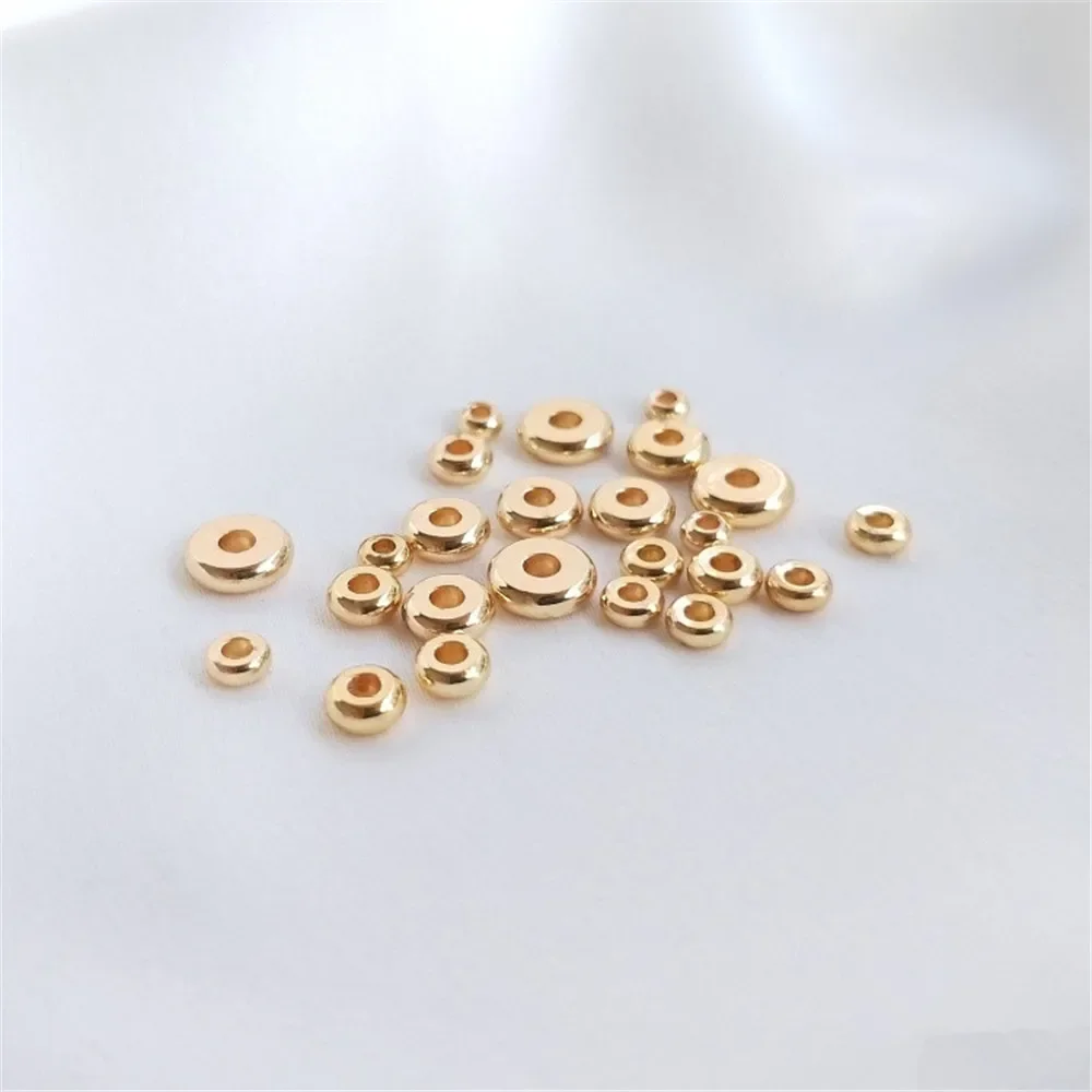 14K plated gold bead spacer bead flat piece loose bead DIY bracelet spacer bead handmade accessories