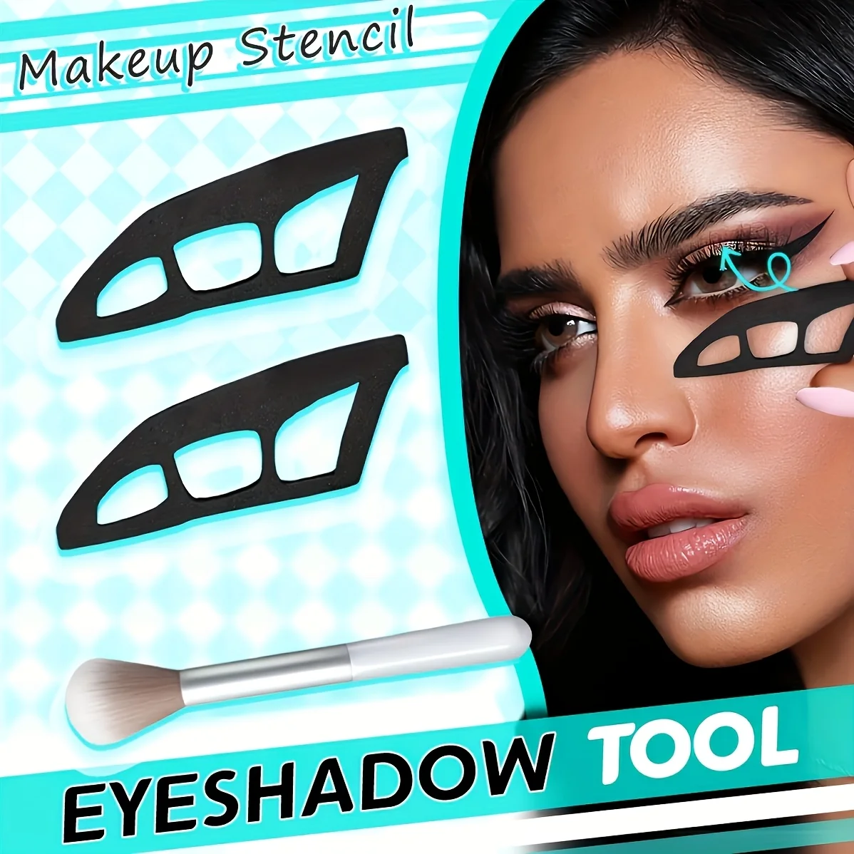 Eyeshadow Tool Set, Eyeshadow Assistant, Reusable Eyeshadow Guides, Makeup Stencil Tool with Brushes for Creating Cat Eyeliner