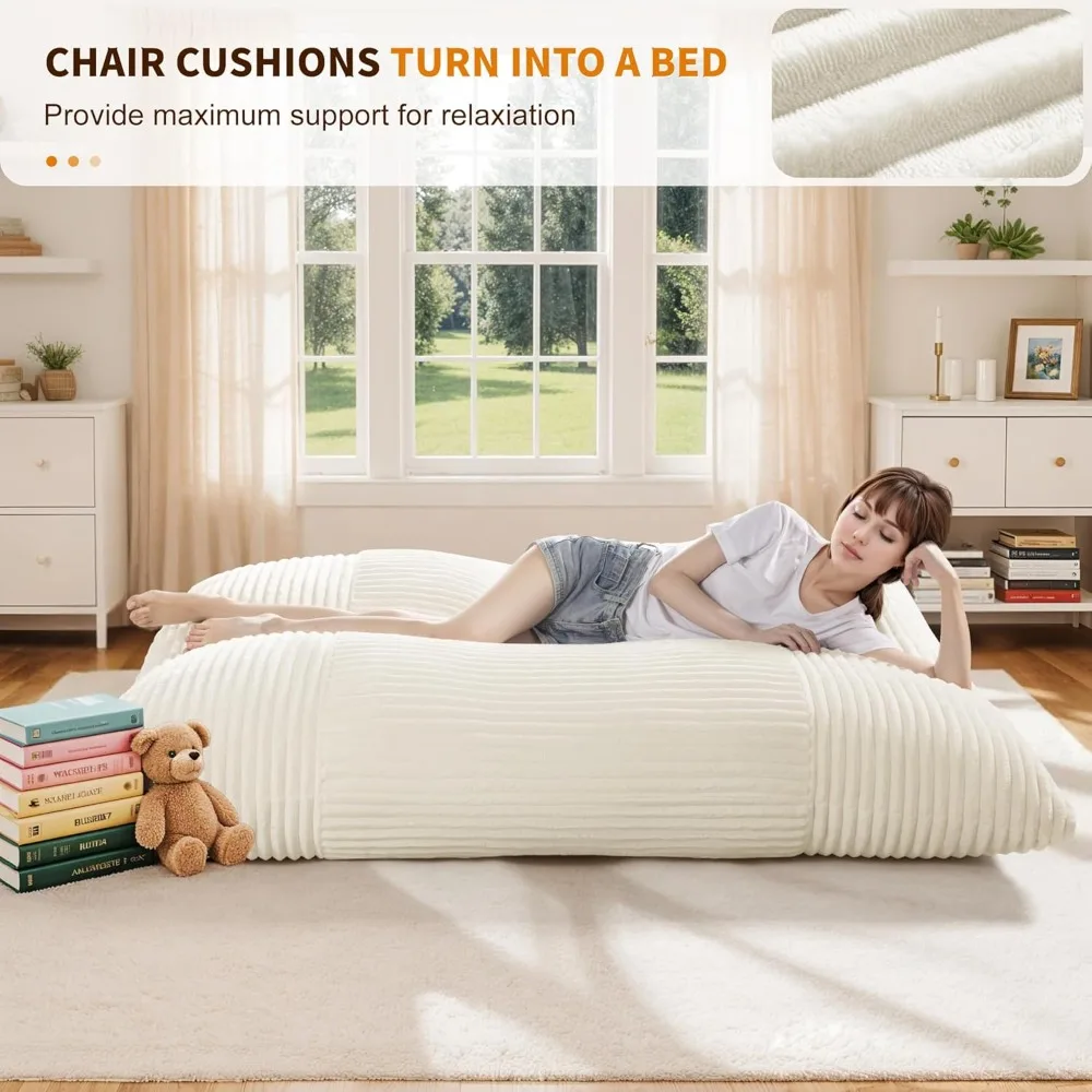 كرسي مميز كبير الحجم يشبه السحابة، وكراسي بين باج ذات مقعد عميق للغاية، ووسادة كيس فول محشوة قابلة للتحويل مع قابلة للإزالة #4