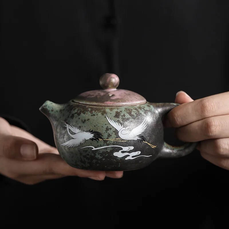 Kiln Roasted He Chengxiang Western Ship Pot Handmade Retro Ceramic Kung Fu Pot Single Teapot Pu'er