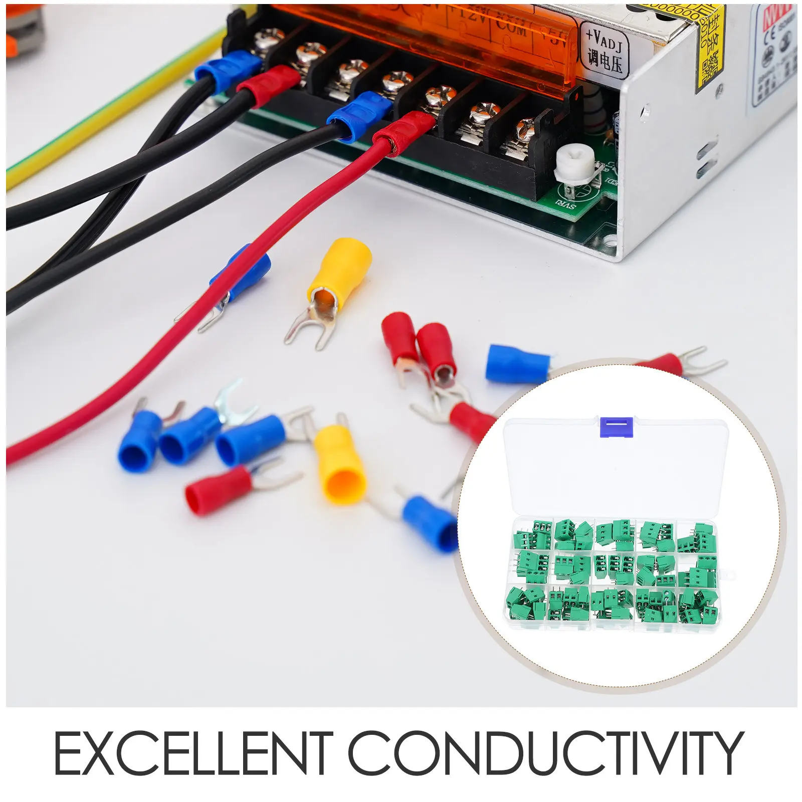 80Pcs Screw Terminal Block Connector 2-Pin and 3-Pin Electrical Wire Connector Compact Bright Color Pcb Wiring Terminal Blocks