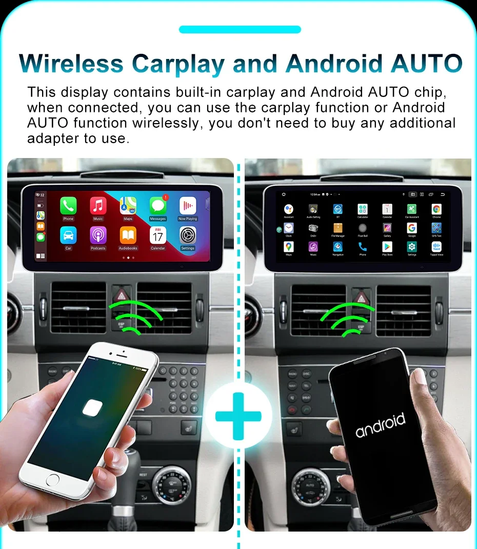 Drahtloser Carplay Android 14 Auto-Stereo-Bildschirm für Mercedes Benz GLK-Klasse X204 2008–2012, Autoradio, Multimedia-Player, GPS, 4G, LTE – Detail 12