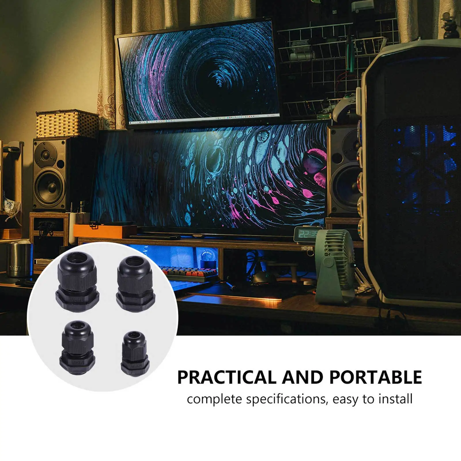 

50Pcs Waterproof Cable Gland Nylon Black Adjustable Seal Lock Nut Wire Connector for Electrical Control Panels Switches Junction