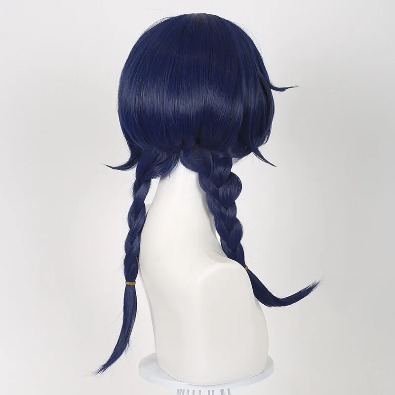 Synthetic Blue Braided Medium Wig with Realistic Scalp for Festival Party Carnival Game Character-Xiangling Inspired Cosplay