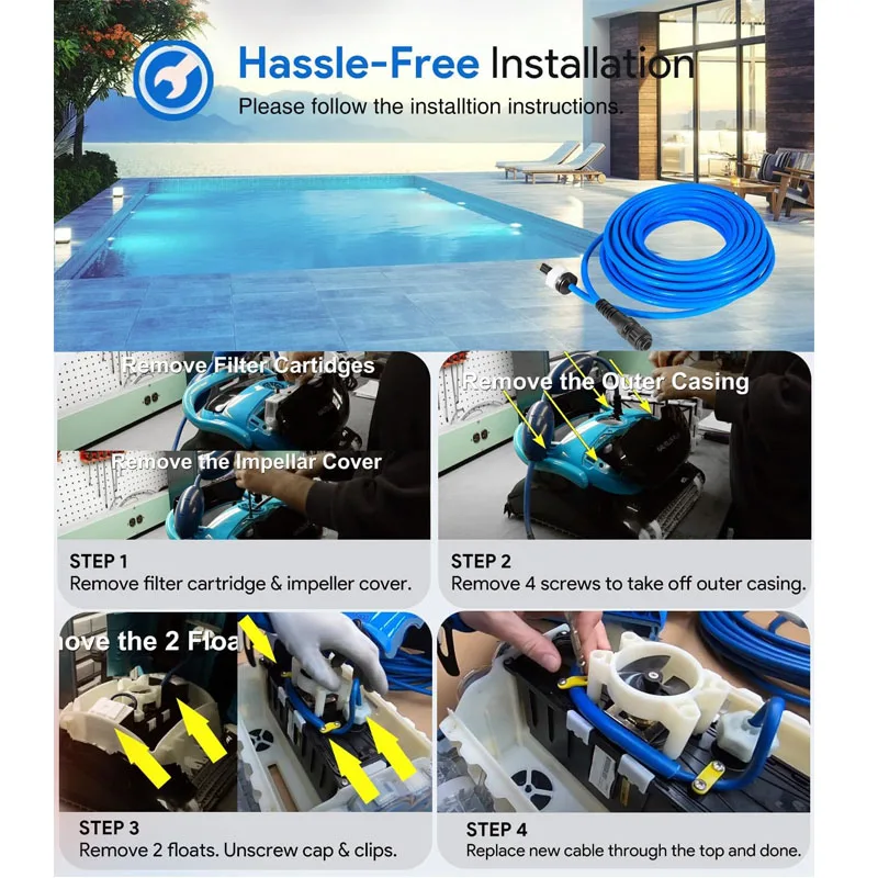 99958903-DIY 2-Wire 60FT/18M Cable Fits for Dolphin Pool Cleaner S200, Active 20, Triton PS, Discovery, Quantum