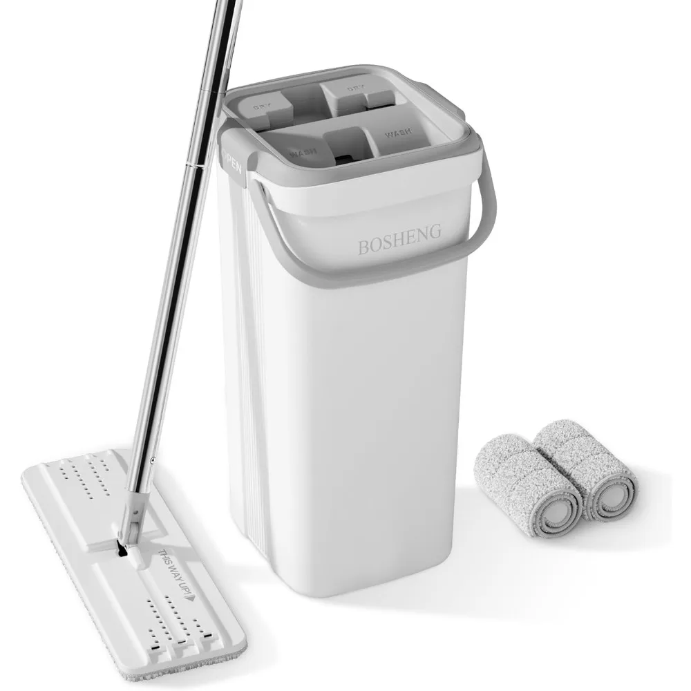 

Flat Mop Set with Extendable Handle and Microfiber Pads for Efficient Floor and Wall Cleaning