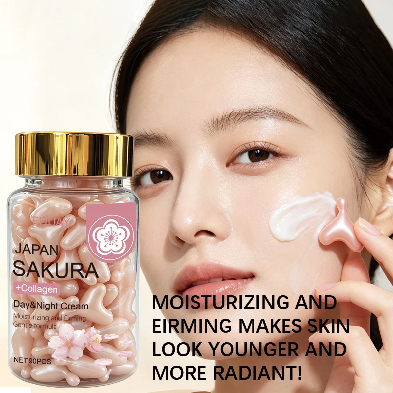 Sakura Collagen Facial Capsule Cream, Deep Moisturizing & Tone Balancing for All Skin