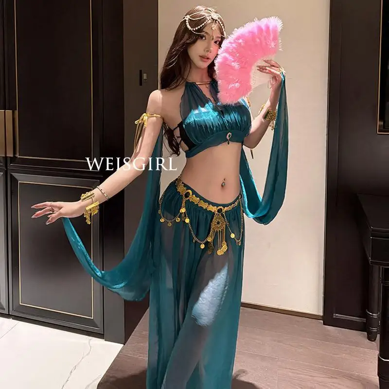 Sexy Aladdin Goddess Costume Exotic Oriental Dance Girl Outfit Vibrant Queen of the West Ethnic Fashion Women's Traditional C...