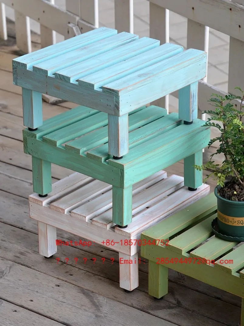 2026--retro-solid-wood-flower-stand-balcony-green-plant-flower-pot-storage-rack