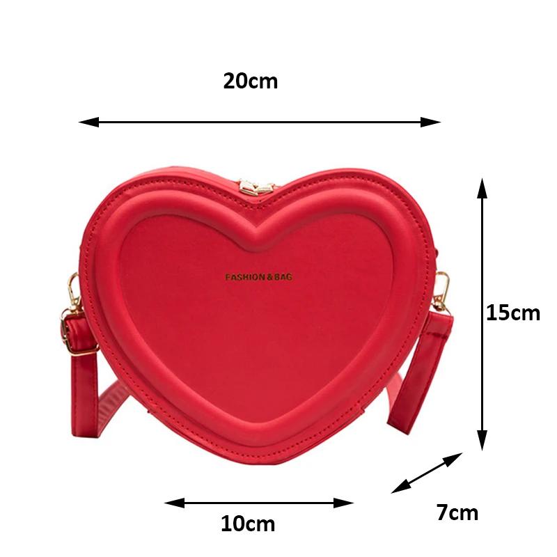 Hot Sale Solid Color Pu Leather Shoulder Bags Heart Shape Crossbody Bags For Women Fashion Small Handbags and Purse