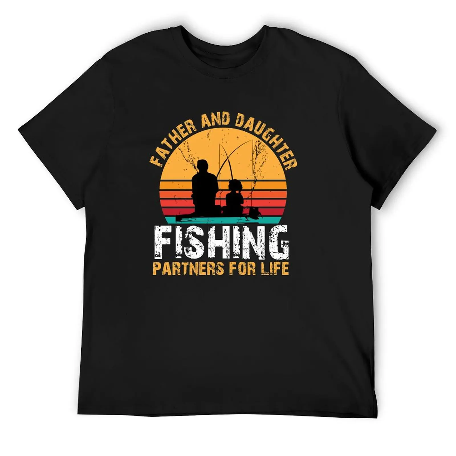 

father and daughter fishing partners for life T-Shirt funny shirt cotton graphic shirts cute tops mens clothes