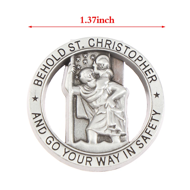 St Christopher Medal Auto Sun Visor Clip, Car Accessories