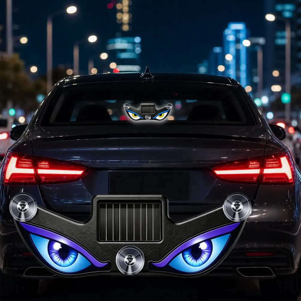 Solar LED Devil Eyes Windshield Warning Flashing Signal Indicator Car LED Ambient Lights with Suction Cup for SUV Auto Window