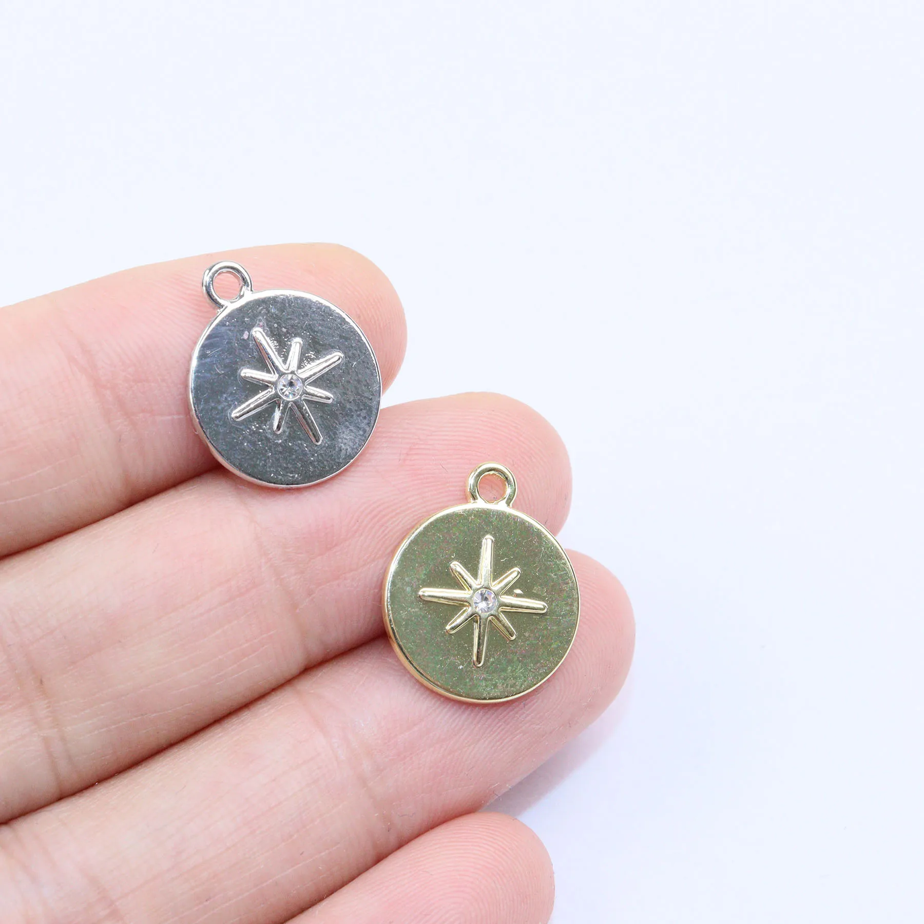 Eruifa 10 قطع نجمة مع حجر الراين عملة سبائك الزنك قلادة، القرط سوار مجوهرات DIY اليدوية 2 الألوان