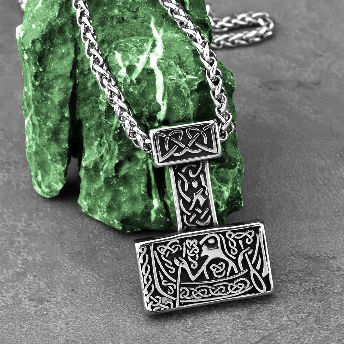 Vintage Viking Thor Hammer Necklace Men's Stainless Steel Mjolnir Rune Pendant Necklace Celtic Knot Talisman Jewelry Wholesale