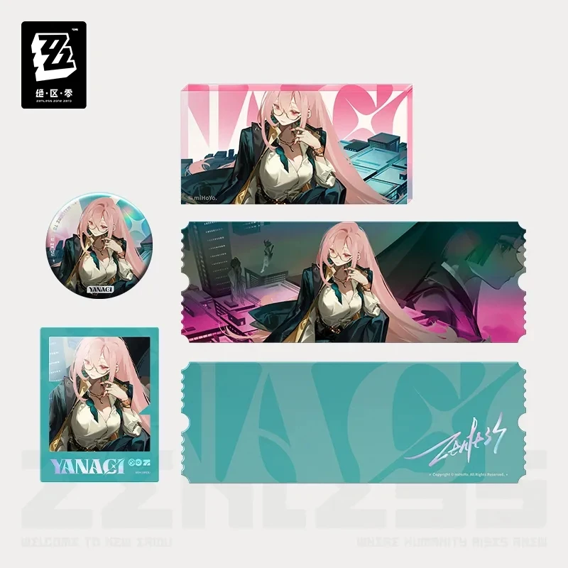 

miHoYo Game Official Zenless Zone Zero FM imaging Series Tsukishiro Badge Acrylic Ornament Laser Ticket Set Cosplay Xmas Gifts